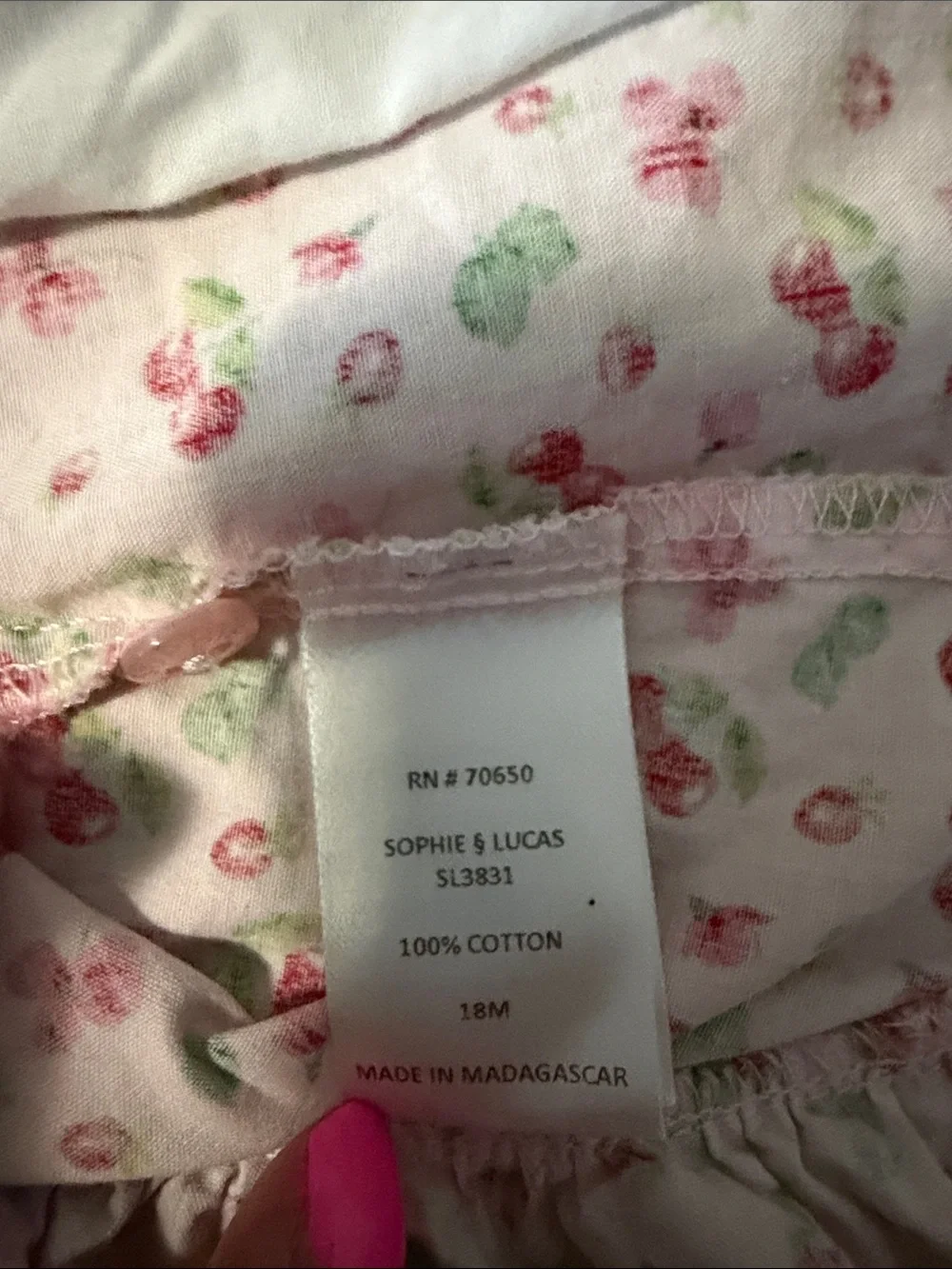 Pink Cherry Print Dress with Matching Pale Pink Diaper Cover